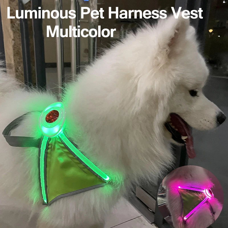 

Luminous Dog Harness USB Rechargeable Chest Harness LED Pet Dog Glow Flashing Night Safety Leash Harness for Pets Dogs Accessory