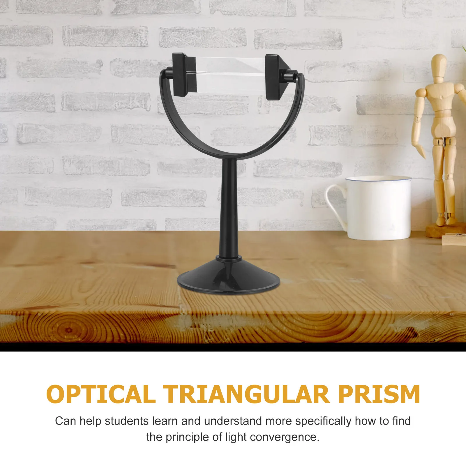 Premium Optical Glass Triangular Prism with Stand Clear Color Dispersion for Science Education Light Spectrum Experiment