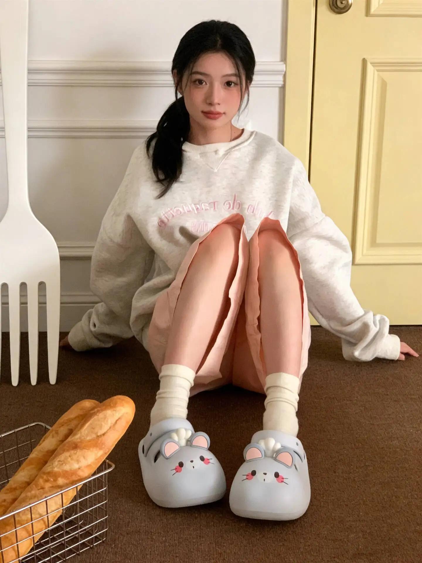 Women's Slippers 2026 Spring Summer Beach Clogs Funny Mouse Thick Platform Slippers Closed Toe Anti Collision Non Slip Slides