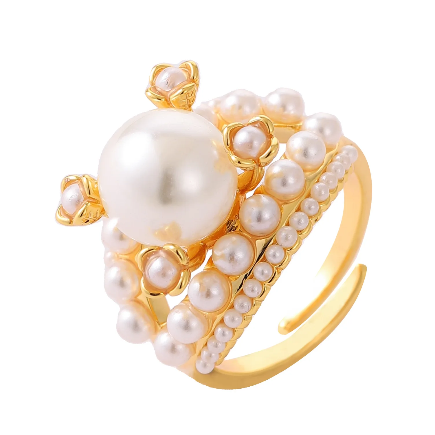 Fashionable and exquisite temperament, holiday style, bright and round Shijia pearl ring, light luxury and high-end hand jewelry