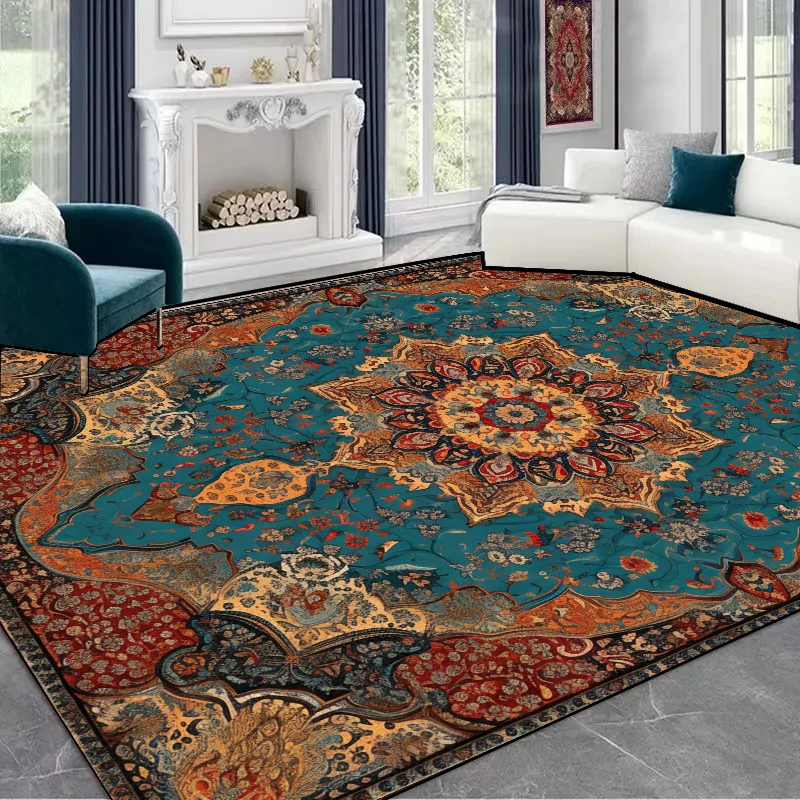 Persian Style Luxury Big Carpets for Living Room Decoration bedroom Green anti slip Rugs Ins Plush customizable Large Area Mats