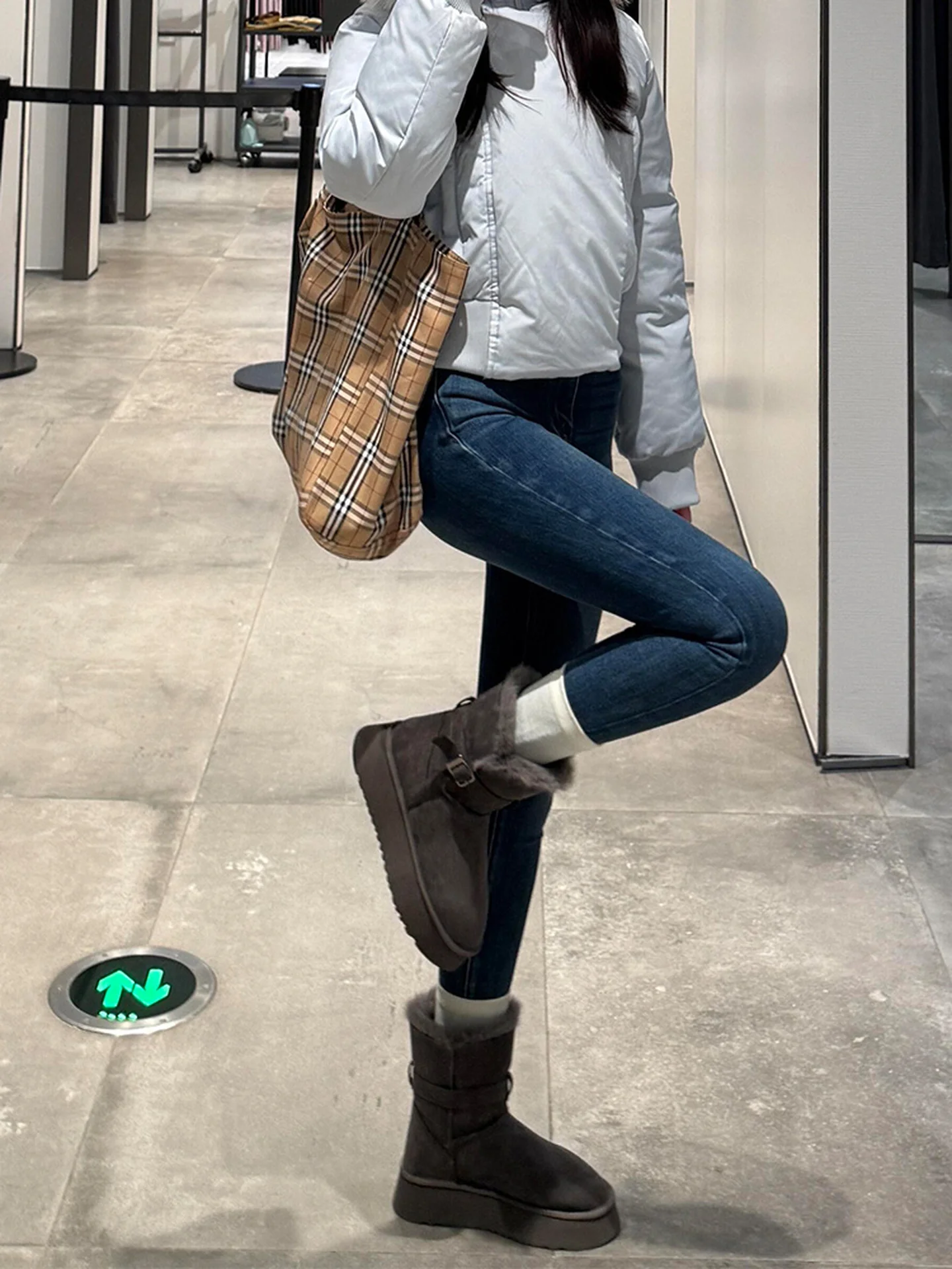 Fce 라인드 티엔드 스키니 나인-풋 진 여성용 가을 겨울 신상 섹시 슬림핏 펜슬 진 로우 웨이스트 디스트레스드 데님