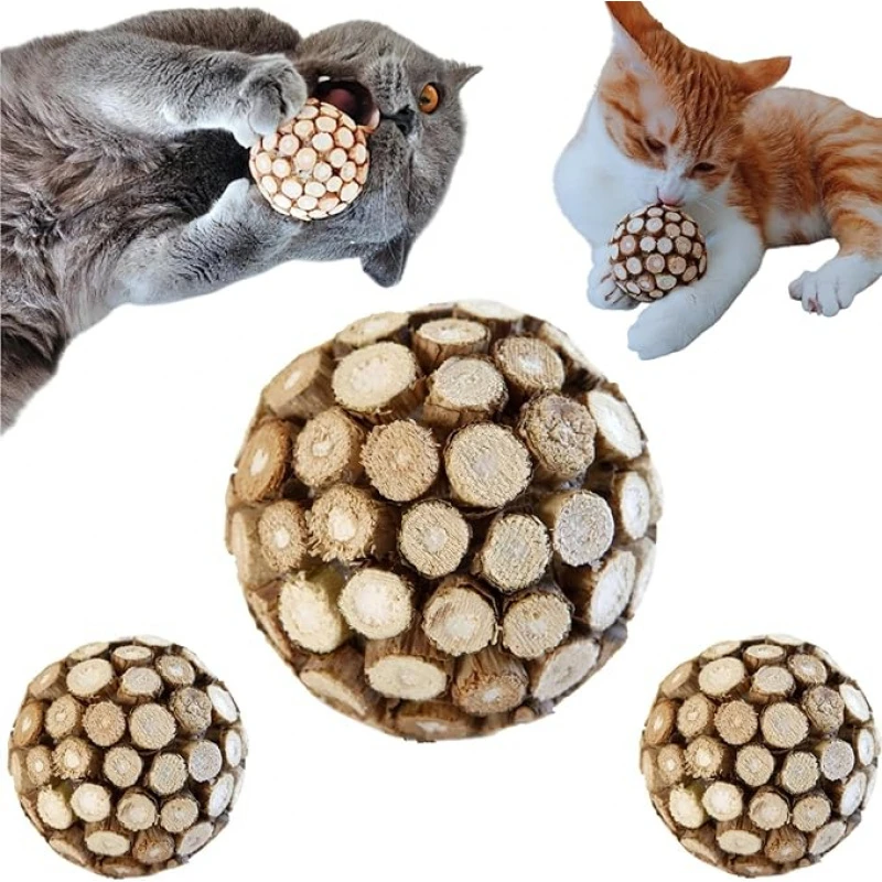 Silvervine Ball und Silvervine Stick Kau-Kombi: Neue Katzenspielzeuge zur Zahnreinigung, entfernen Zahnstein, frischer Atem für Katzen und Kätzchen, Zahnpflegeprodukte – Detail 2