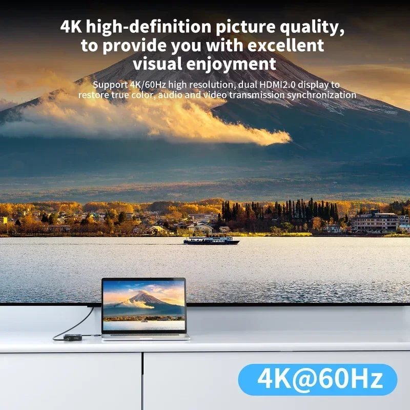 Acasis HDMI Docking station Splitter Display Expander HDMI To Type-C For Mac OS M1 M2 M3 Windows 2 HDMI To Display Displaylink