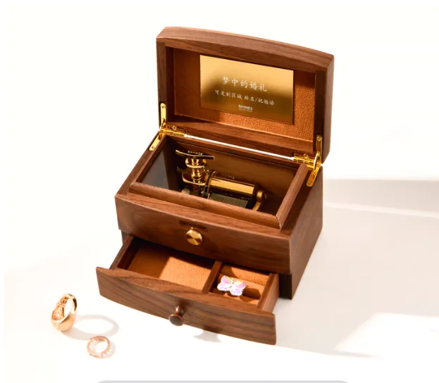 vintage 30 note wooden music box high-end pop melody mechanics Valentine's Day gift song Merry Christmas