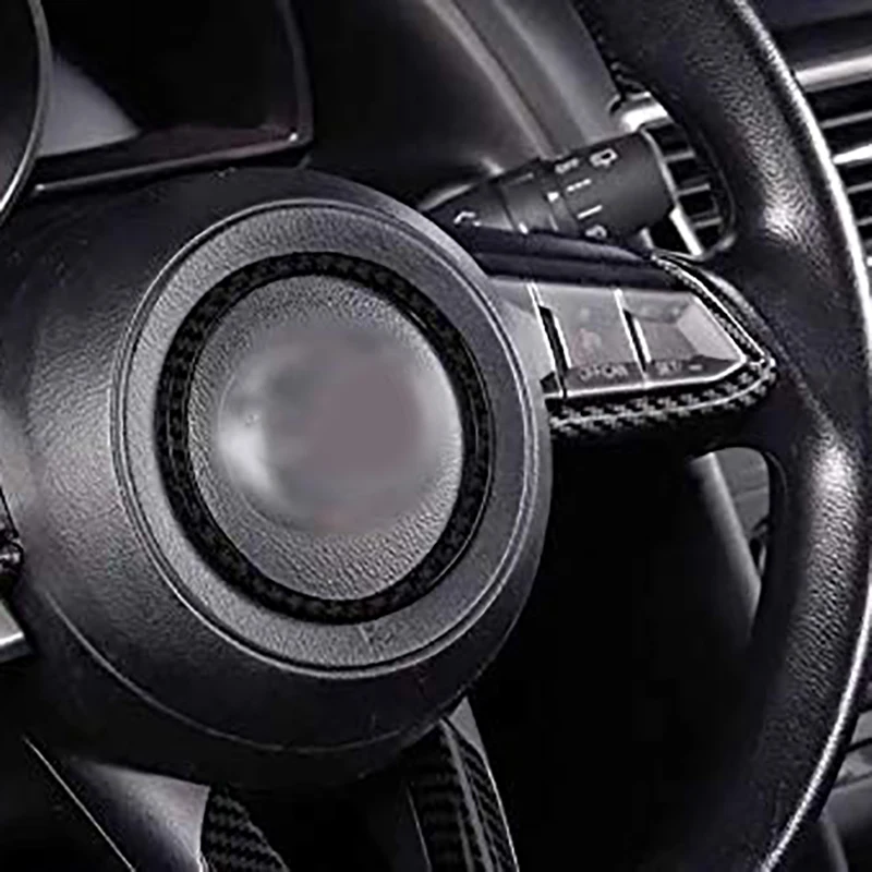 Super Sale Car Accessories, Carbon Fiber Interior Steering Wheel Button Sequin Decorative Cover, for Mazda 3 6 Cx-4 Cx-5 CX-9