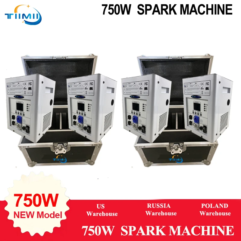 4pcs 750W Cold Spark Machine Control Cold Flame Sprayer Black Electronic Spark Machine DJ Disco Party Stage Equipment flycase