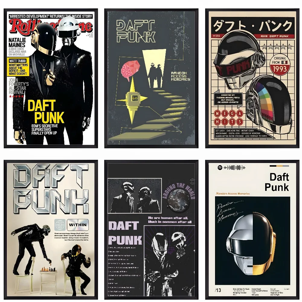 Póster de banda D-Daft P-Punk, arte HD, pared adhesiva, impermeable, hogar, sala de estar, bar, oficina, decoración estética