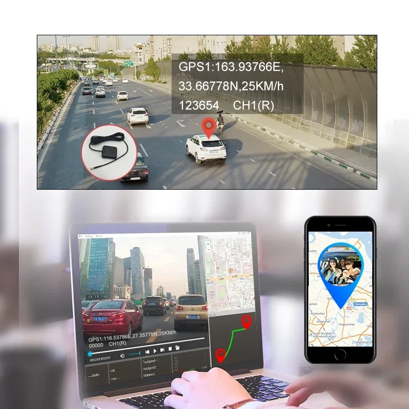 4G Sim Car Dashcam 1080P Mini Smart 3 Channel Dash Camera with Front and Rear Lenses GPS and WiFi  ADAS DMS fleet management