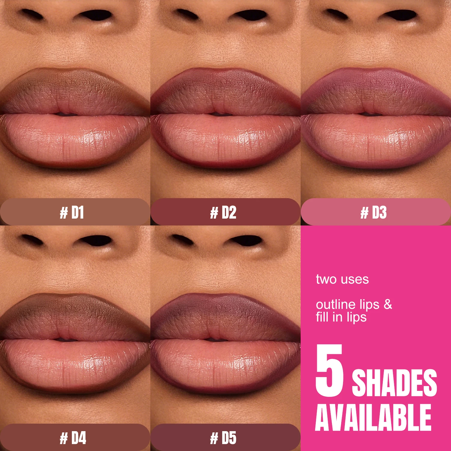 Aangepaste logo lipliner private label 5-kleuren groothandel vloeistof mat glad waterdicht natuurlijke langdurige make-up dierproefvrij