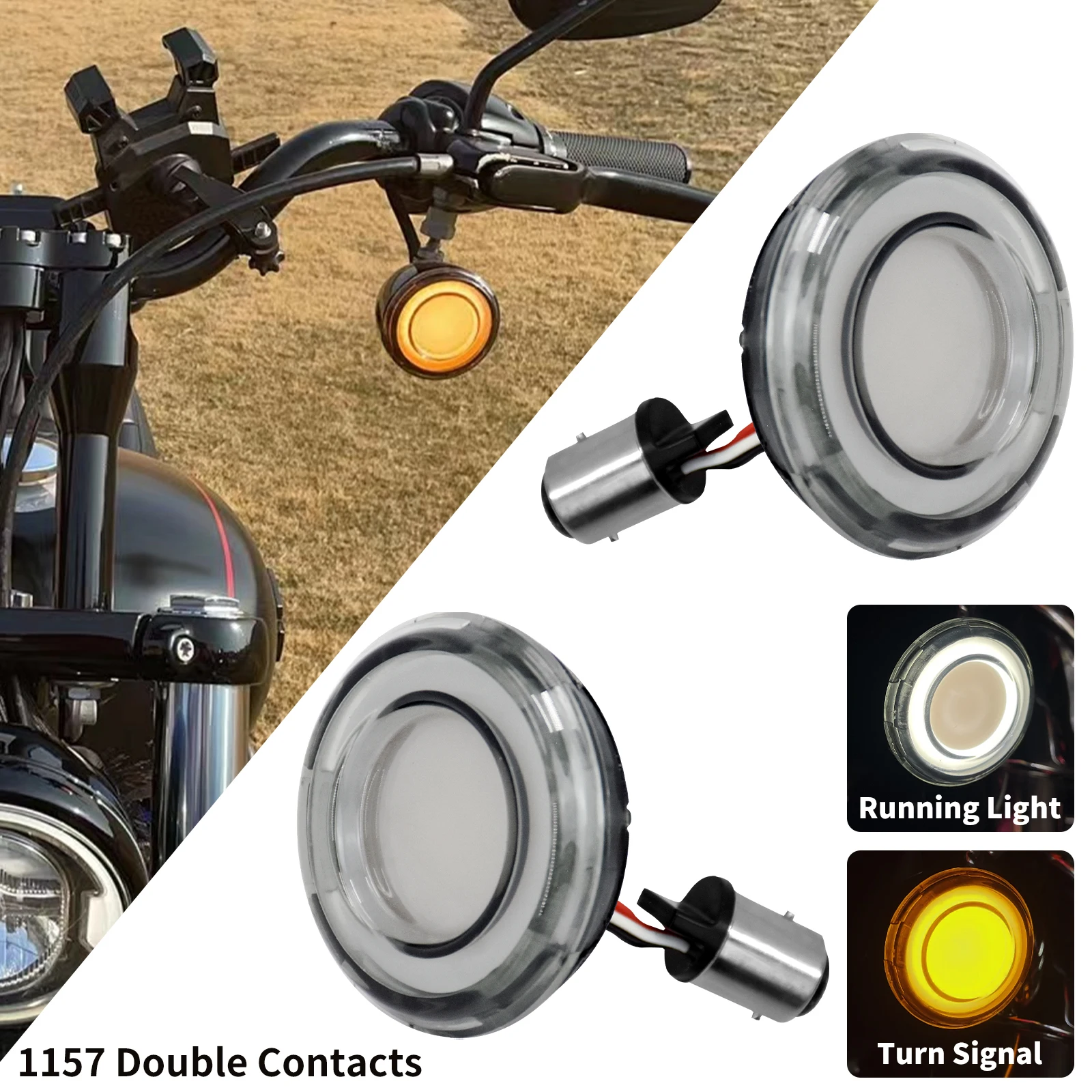 Motorcycle LED  Indicator Turn Signal 1157 Front Fashing Light For Harley Touring CVO Street Glide Road King Breakout Fat Boy