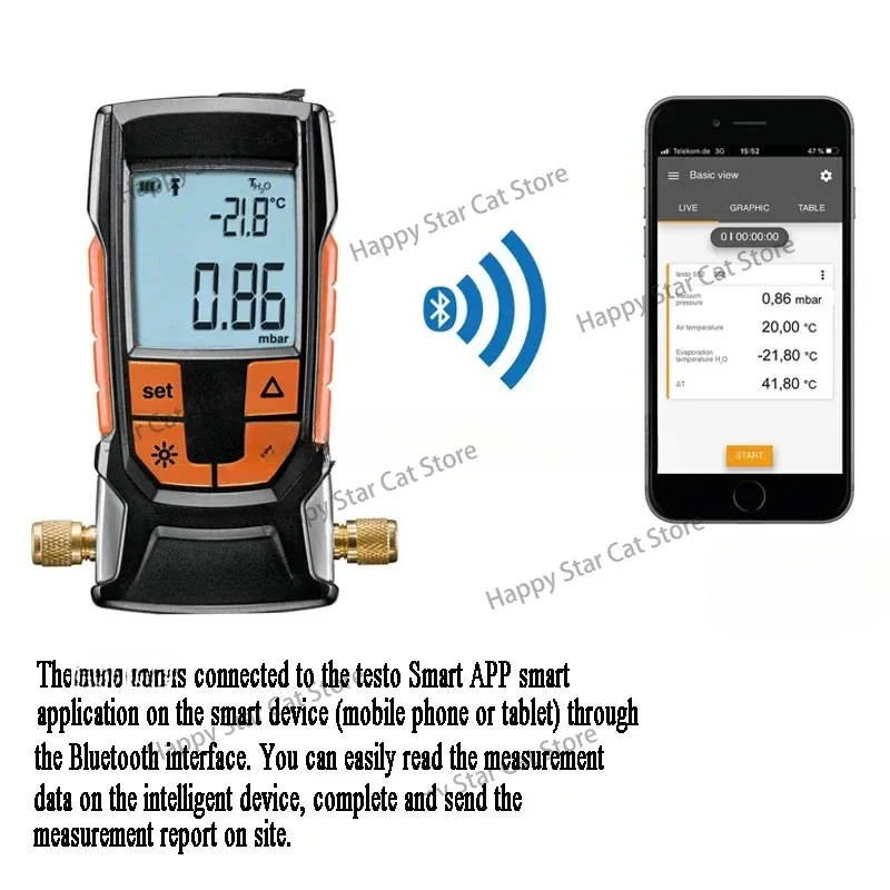 Digital Vacuum Gauge 0560 5522 Vacuum Measuring Instrument 0-26.66mbar Bluetooth-compatible