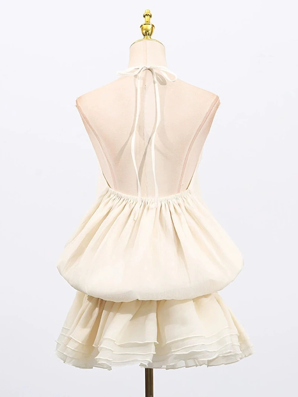 Koreanischer Stil, Temperament, Damenstil, kurzer Rock, 2022, Sommer, neues Spleißen, ärmellos, Rüschen, Perlen, schmales Kleid – GZXX 938