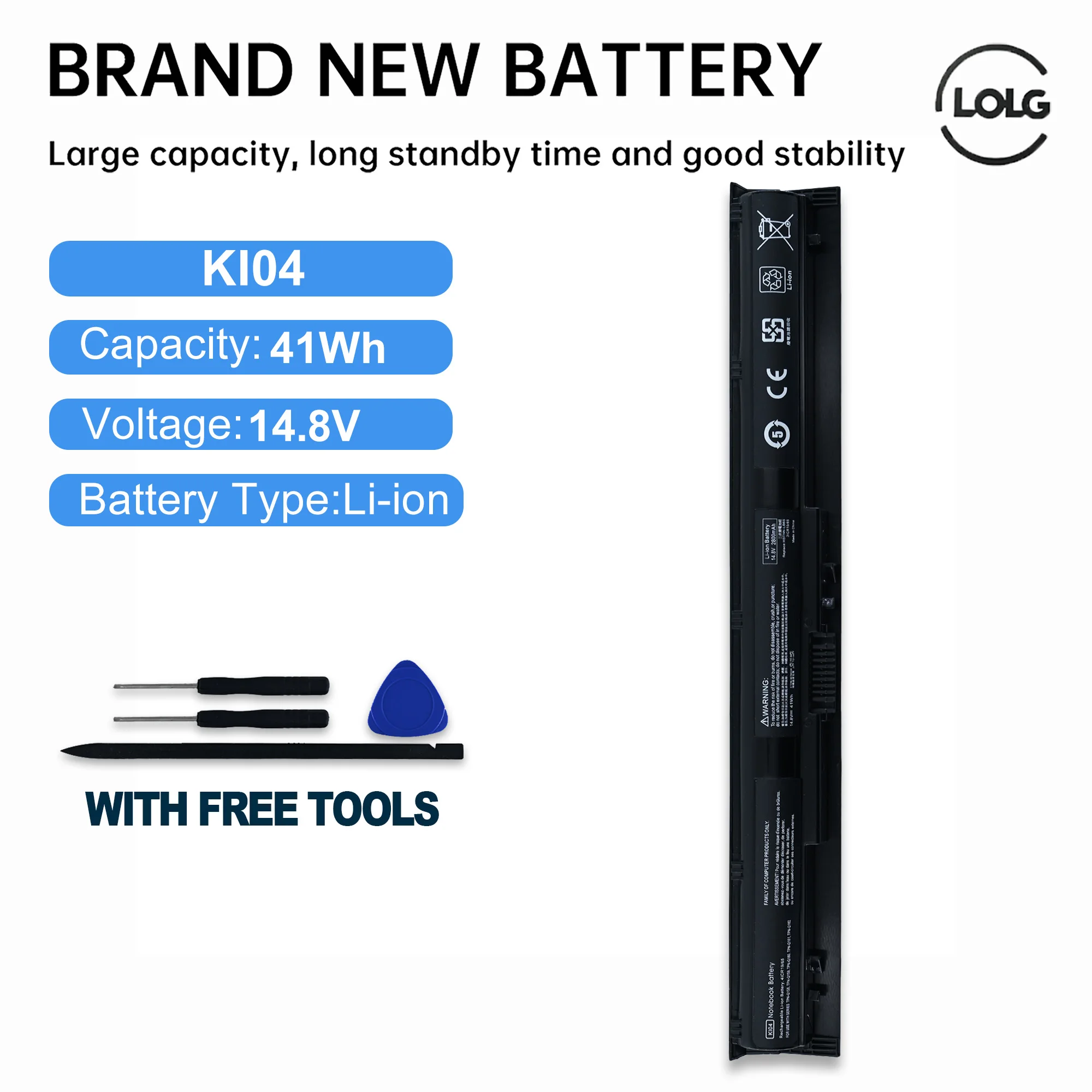 

LOLG 14.8V 41Wh KI04 Battery For HP Pavilion 14-ab 14T-ab 15-ab 15-an 17-g TPN-Q158 TPN-Q163 Replacement HSTNN-DB6T LB6R LB6S