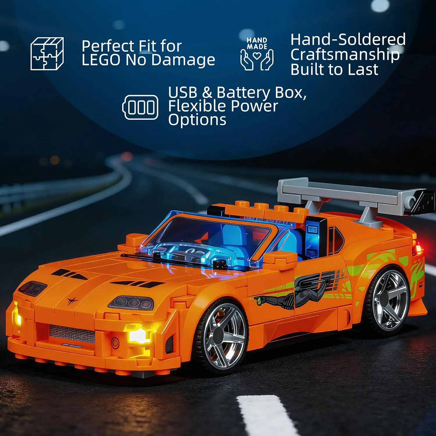HPROSPER LED Light (No Model) For LEGO 77260 Speed Champions The Fast and The Furious Toyota Supra MK4 With Battery Box view 3