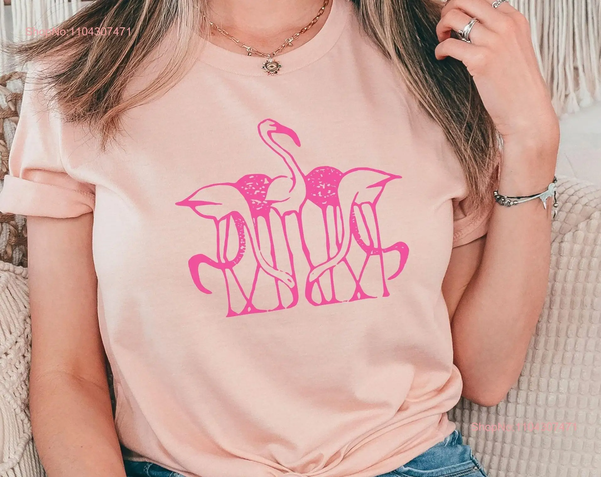 Flamingo T Shirt Summer Vibes for Lover Flamingos Flock Group of ArT Bird Beach long or short sleeves