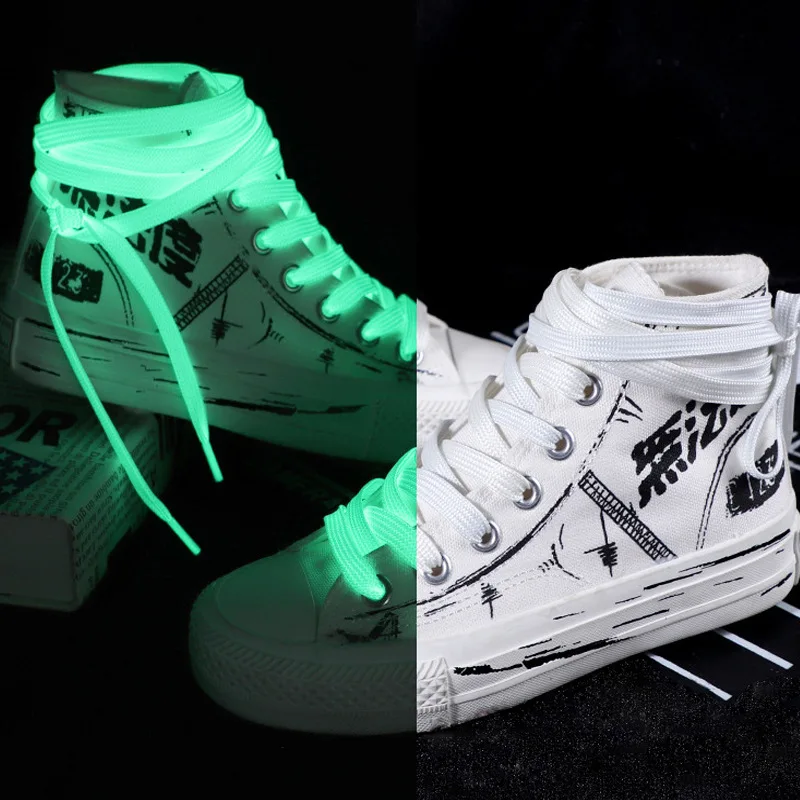 1Pair 120cm Luminous Shoelaces Flat Laces Fashion Sneakers Elastin Shoe Laces Color Fluorescent Shoestrings Shoe Accessories