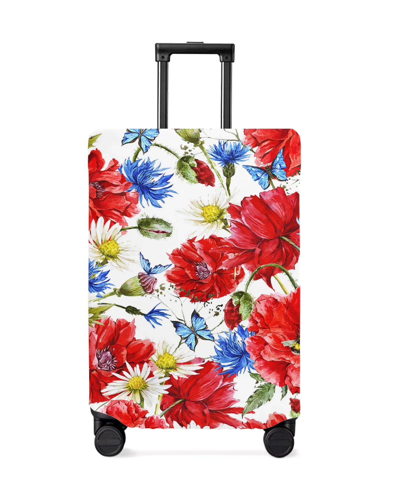 

Red Poppy Daisy Flower Travel Luggage Protective Cover for Travel Accessories Suitcase Elastic Dust Case Protect Sleeve