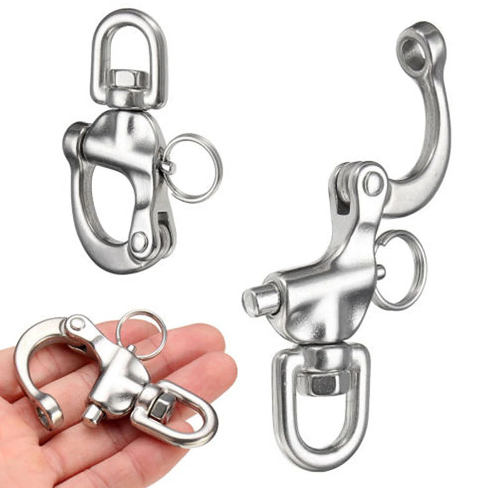 Stainless Steel Sailboat Spring Buckle Boat Boat Fender Snap Shackle Panic Hook Accessories Marine 70mm Eye Fork