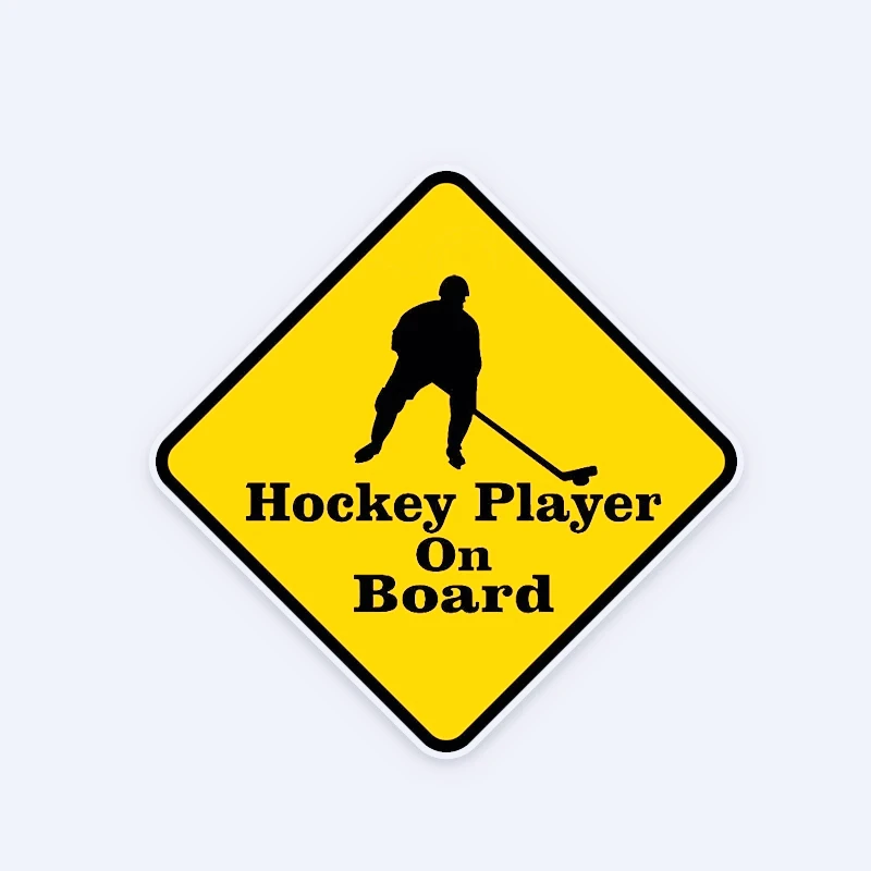 Warning Hockey Player On Board Car Sticker PVC Waterproof Decal Auto Parts 13.9*13.9CM,PVC