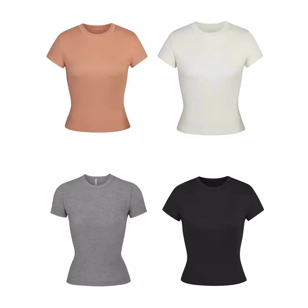 

Super Chic cotton jersey t shirt Women Slim Fit Short Sleeve Ribbed T-Shirt women O-neck crop tops sexy women summer tee tshirt