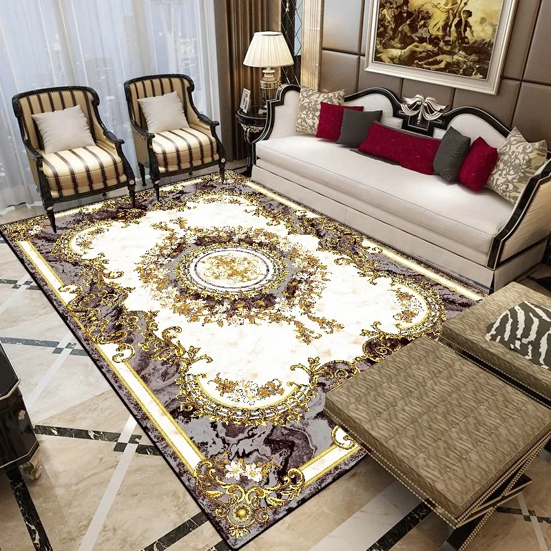 European Luxury Living Room Carpet Large Area High-grade Sofa Carpets Non-slip Washable Rug for Bedroom Decoration Lounge Mat