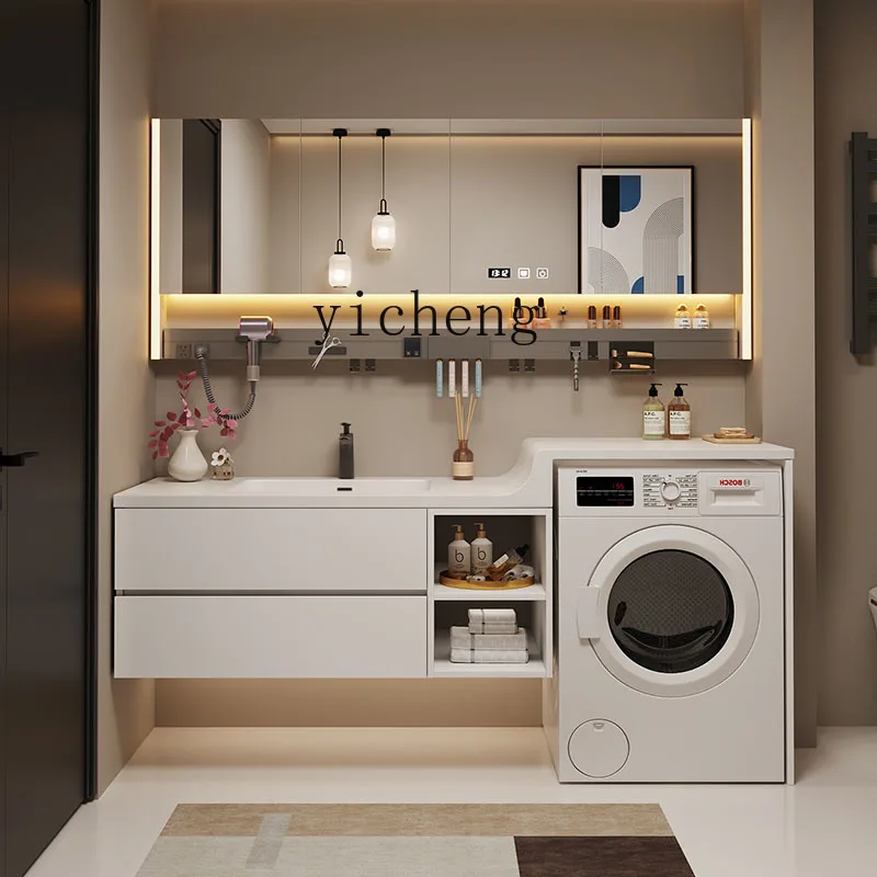 TQH high and low Corian washing machine significant other solid wood bathroom cabinet combination integrated cabinet toilet