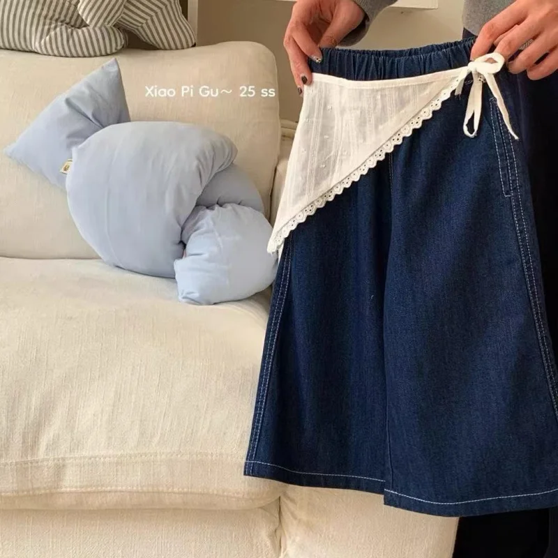 

Children's Jeans 2025 New Baby Girl Denim Wash Pants for Kids Clothing Fashion Princess Original Color Straight-Legging Pants