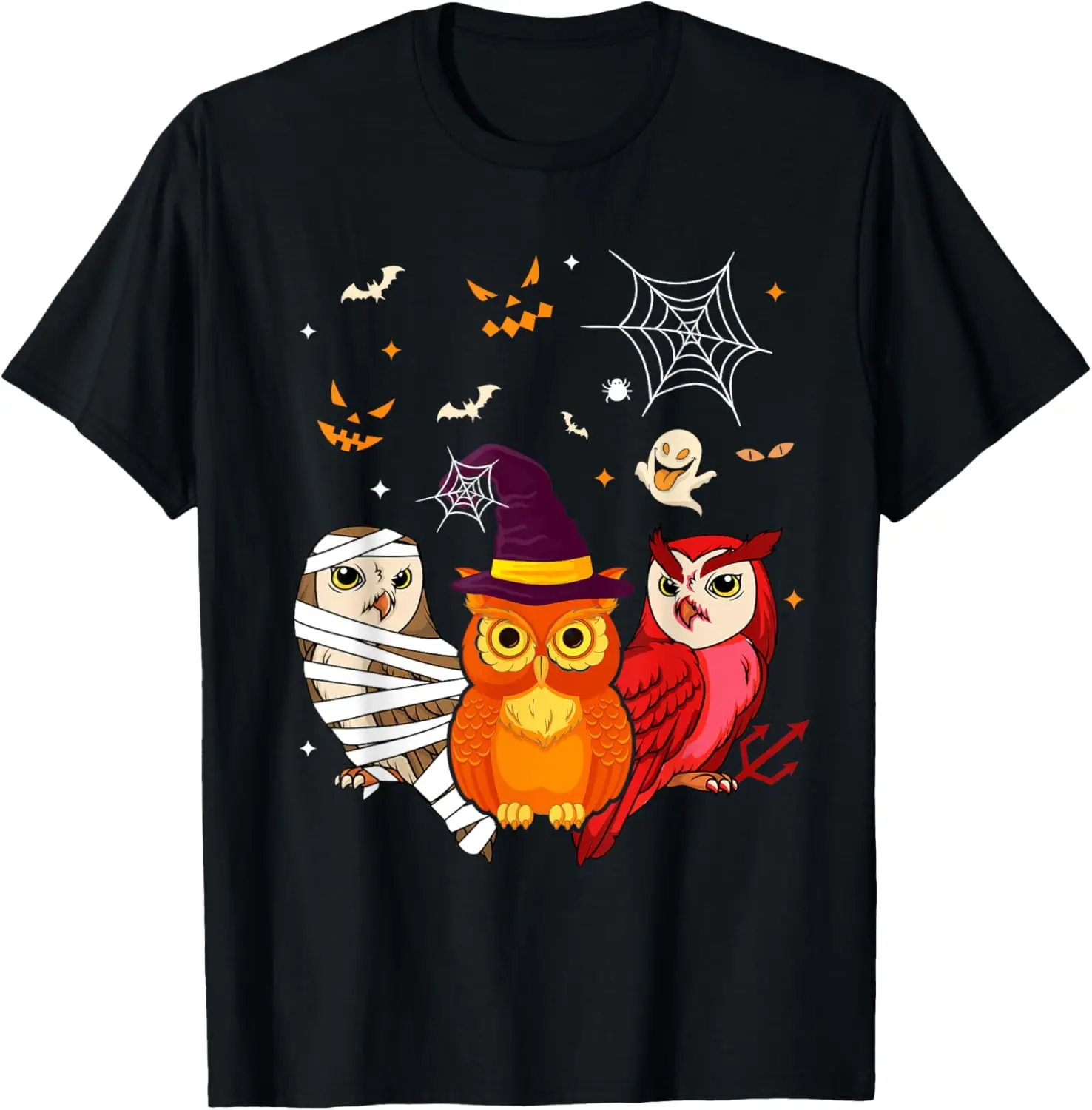 Cute Owl Halloween Costume Mummy Witch Devil T-Shirt