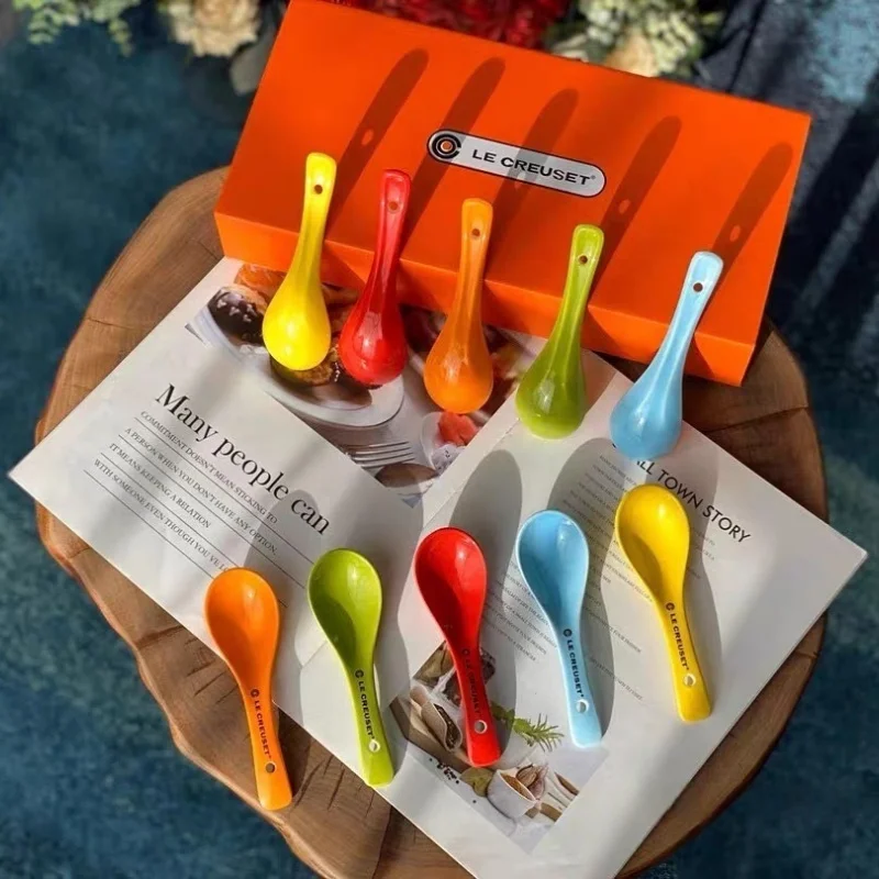 2025 Franse Le Creuset Regenboog Keramische Eetstokjes Gezonde Eetkamerset Doos Kleurrijk Servies Thuis Keuken Eetkamer Accessoire Cadeau