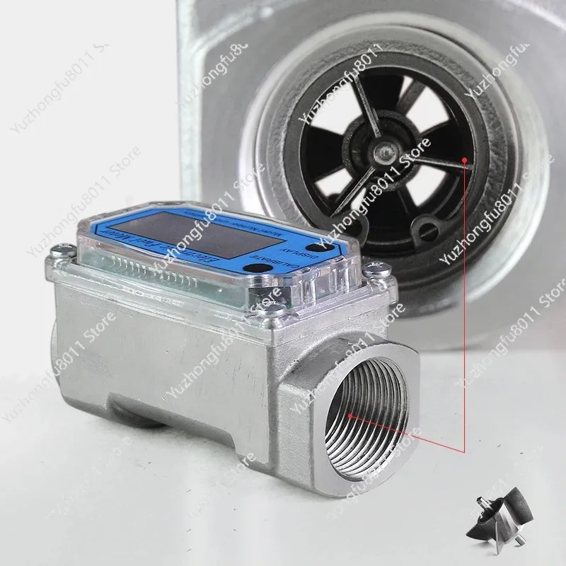 

1 Inch / 1.5 Inch Turbine Water Flowmeter with Digital LCD Display, Diesel Water Flow Meter Thread Fuel Transfer Meter