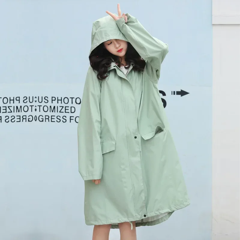 Long Trench Coat Raincoats Women Men Rainwear Lightweight Outdoor Camping Waterproof Rain Coats Hooded Multicolor