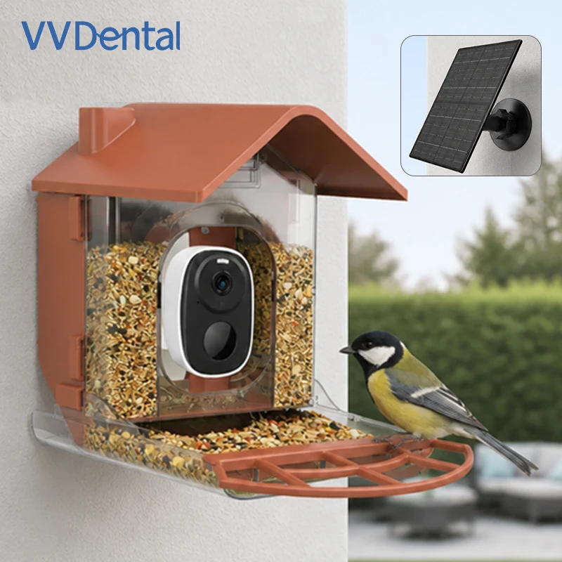 7W Solar Bird Feeder Camera With AI Bird Identification 365 Days Power Anti-Squirrel Alert 2-Way Audio 256GB TF Card Support