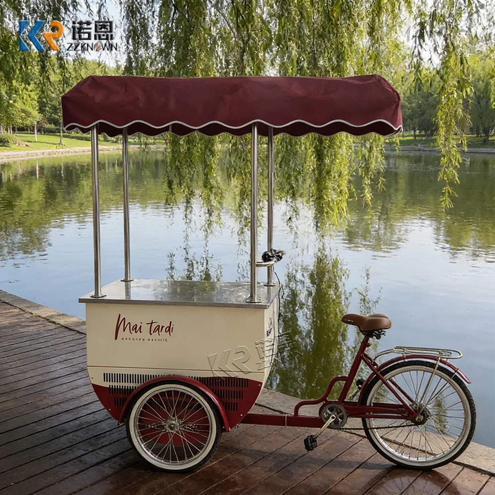 

Deluxe Mobile Food Cart Outdoor Urban Grill Snack Kiosk Creative Vendor Ice Cream Cart For Business Display