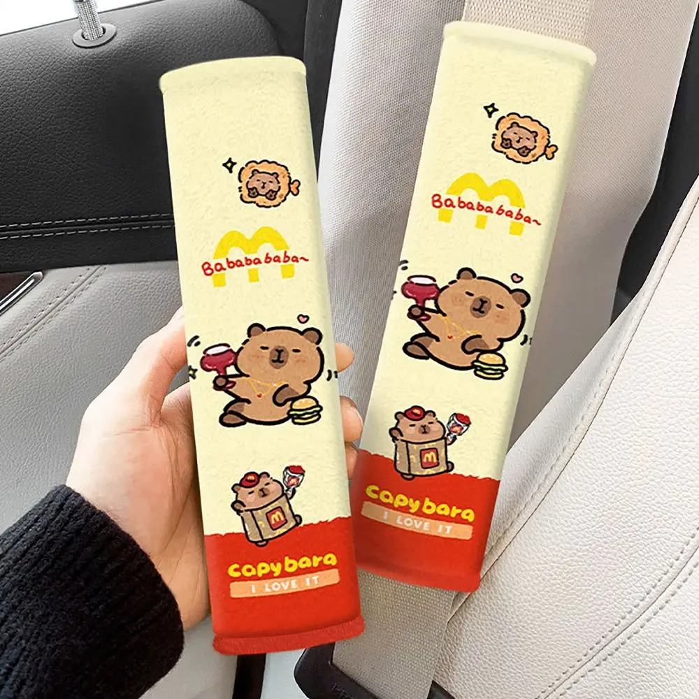 Soft Capybara Safety Belt Protector Plush Car Interior Decor Belt Protective Cover Auto Accessories Shoulder Guard for Car