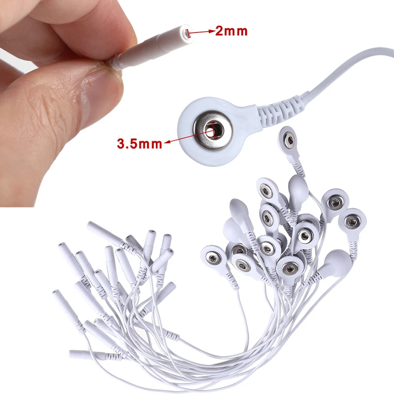 Short Cables 3.5mm Plug to 2.0mm Jack Adapter for Muscle Stimulator Massage Therapy Electrode Wires Machine Use Tieline
