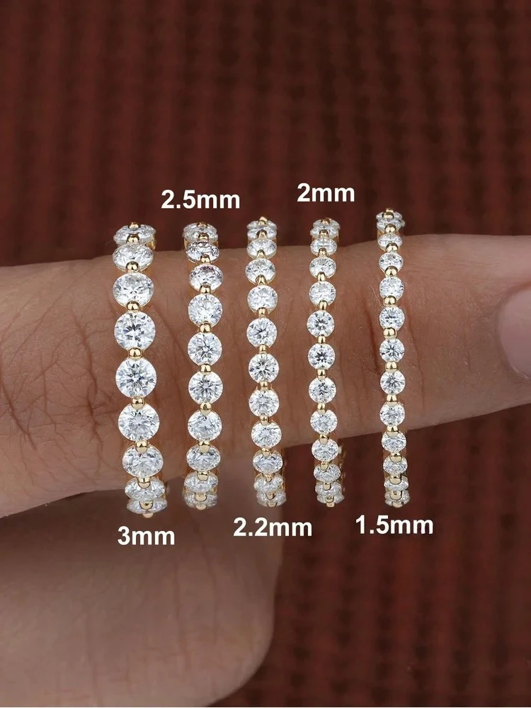 925 Sterling Silver Elegant Real Moissanite Diamond 2MM Shiny Round Ring For Women Party Luxury High Quality Fine Jewelry