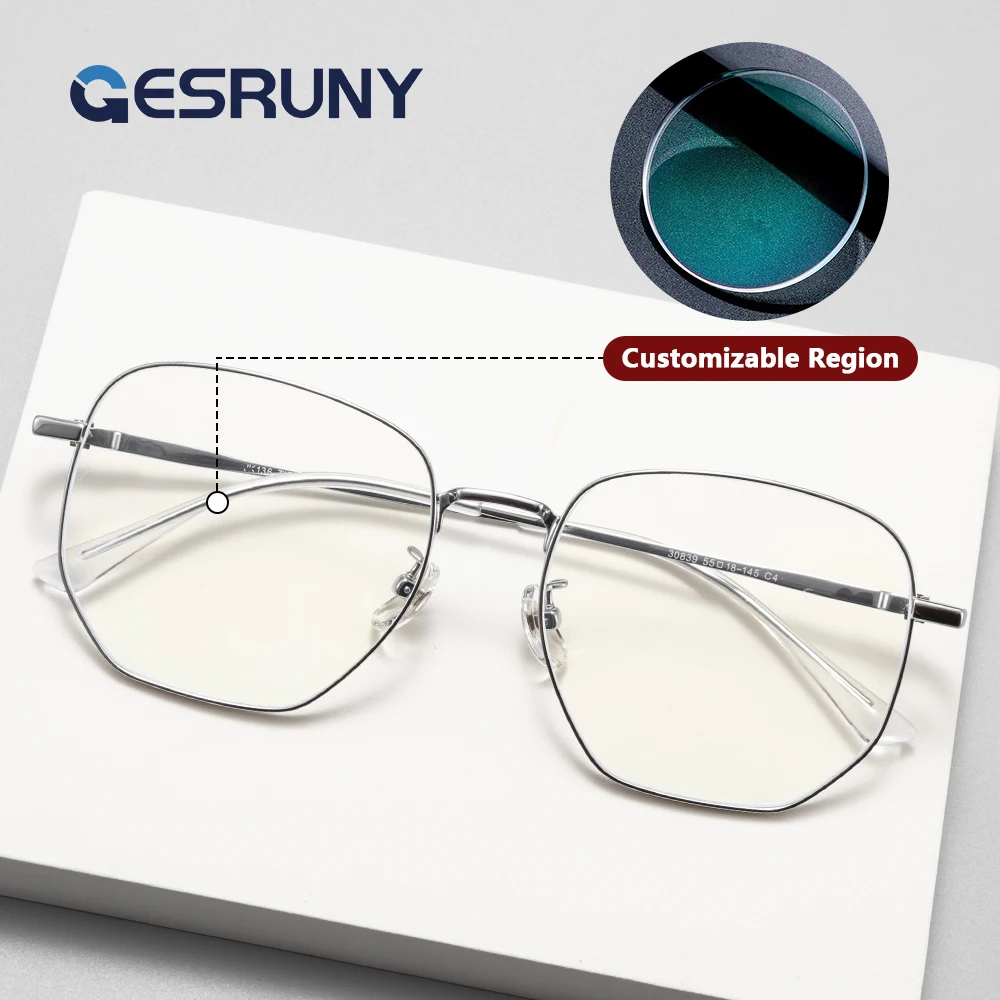 

Gesruny Luxury Progressive Prescription Glasses Custom Myopia Hyperopia Optical Lenses Eyeglasses for Women Men Reading Eyewear