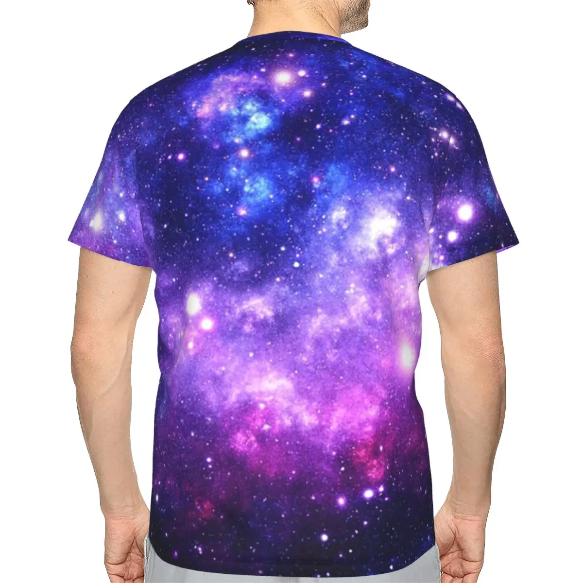 Purple Blue Galaxy Nebula 100% Cotton T-Shirt Men'sFashion T Shirts Men O-Neck Short Sleeve