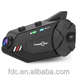 FreedConn R1-PLUS 1080P HD Camera Recorder With Bluetooth 6-Way 1000 Meters Group Intercom Headset For Motorcycle Helmets