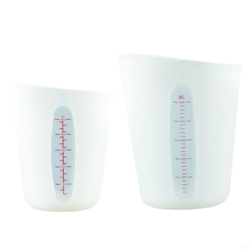 

2Pcs Silicone Measuring Glass Set 250ml and 500ml Mixing Cups with Clear Graduations Disposable Laboratory Capacity Cups