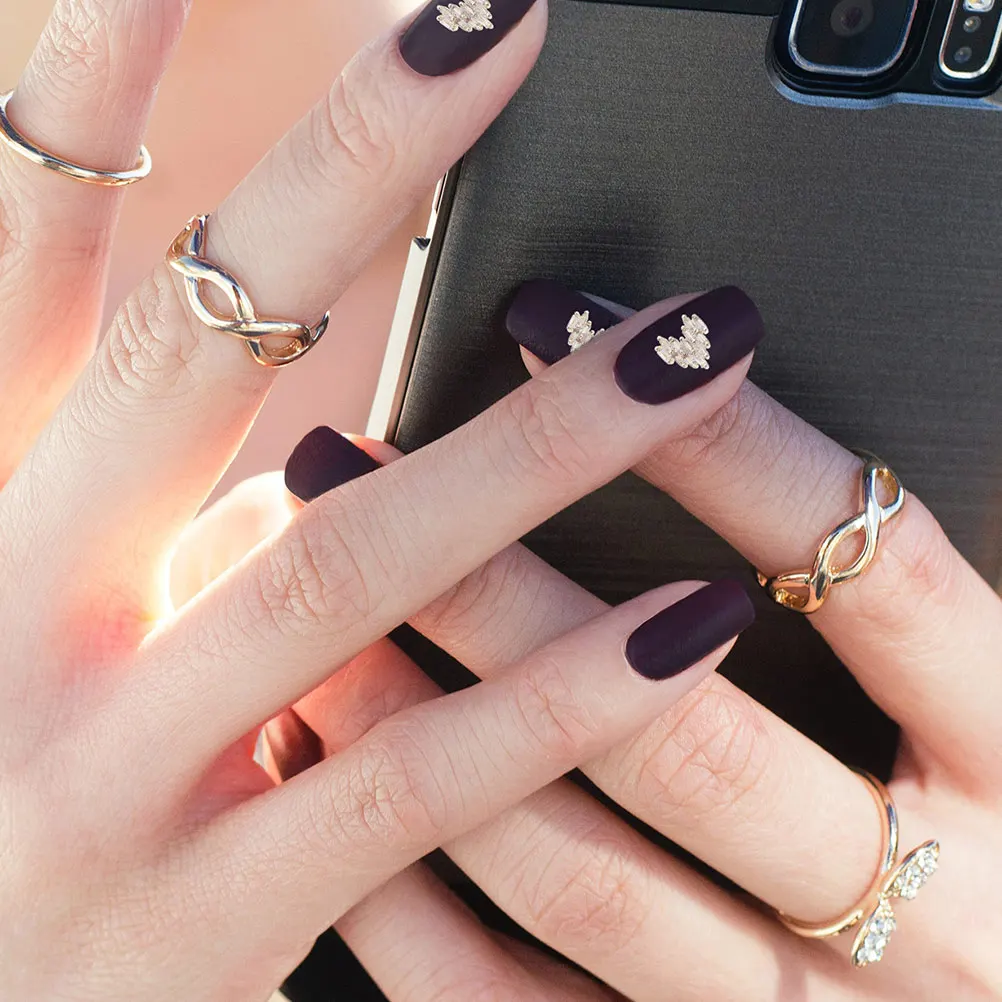 

4 Pcs Love Diamond Jewelry Nail Beauty Tool Loving Heart Accessory Decor Female Decorative Charms Gift Decals Applique Women