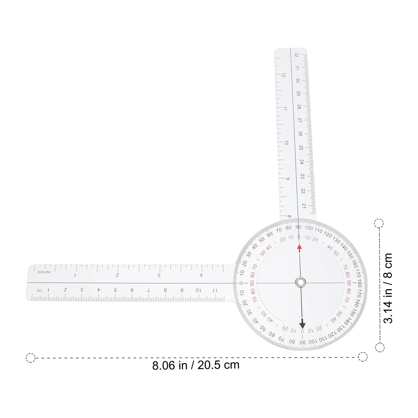 1Pcs Transparent Plastic Goniometer Angle Ruler Flexible Rotary Measuring Tool for Joint Angle Range Length and Design