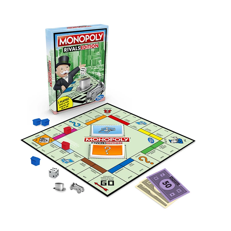 

Hasbro Real Estate Tycoon Monopoly Rivals Портативная монополия Битва для двух игроков Расширенное издание Настольная игра