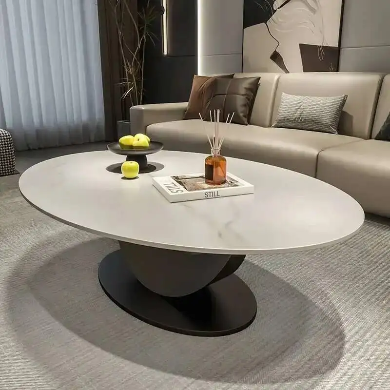 

Designer Minimalist Coffee Table Oval Living Room Black Home Modern House Luxury Mesa De Centro Sala Sedentary Furniture