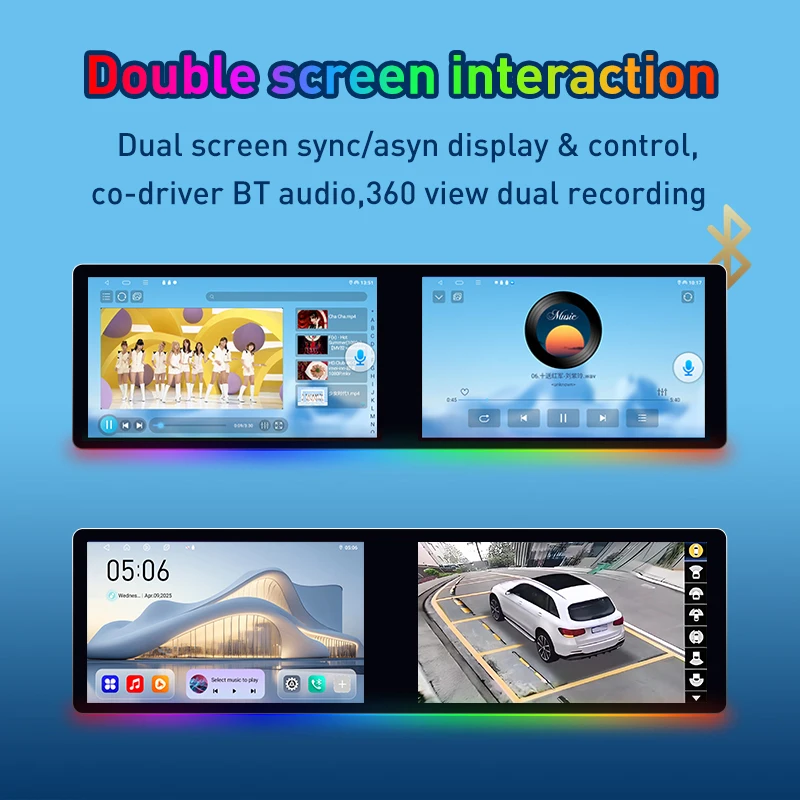 Best Car For Player Dual Screen With Ambient Light 10.1 Inch Touch Screen Android 13 GPS DSP Reversing Aid 360 Function