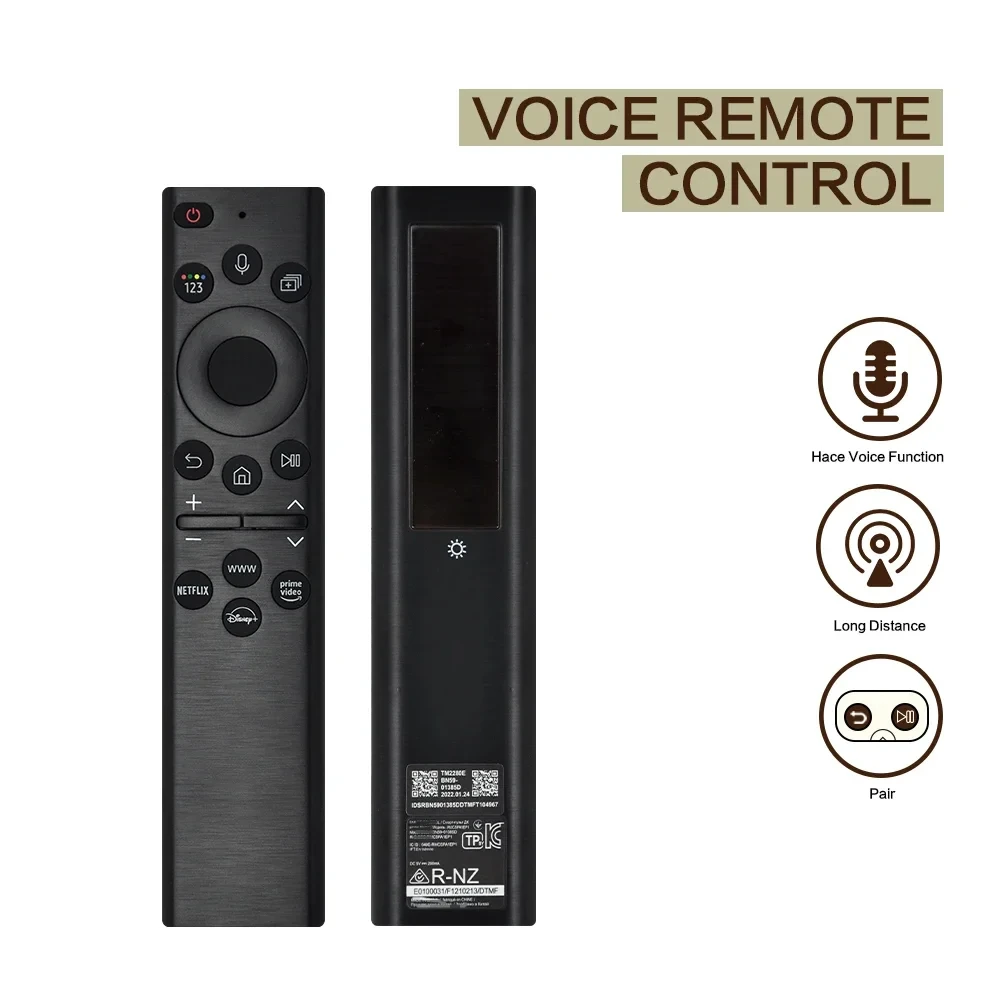 BN59-01385D Smart Solar Voice Remote for Samsung 4K Ultra HD TV Compatible with QE65QN90BAT QE65S95BAT QE75QN900BTXXH QE55Q80BAT