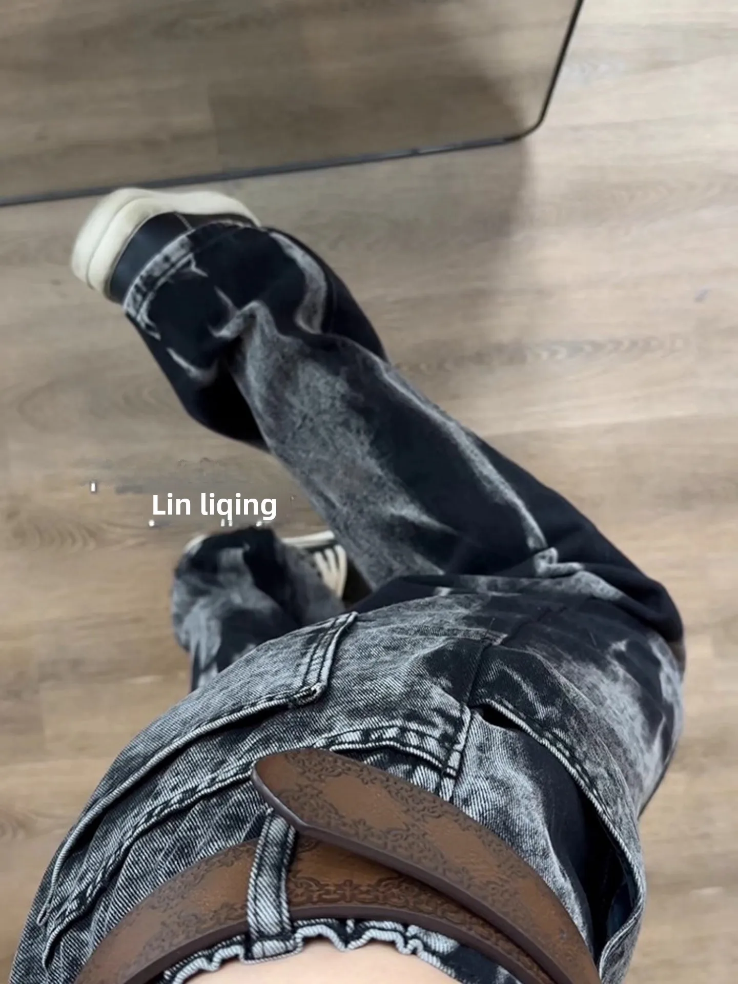 

Джинсы Bla Tie-Dye прямого кроя с высокой талией в американском стиле, модные, стройнящие, повседневные, в стиле High Street