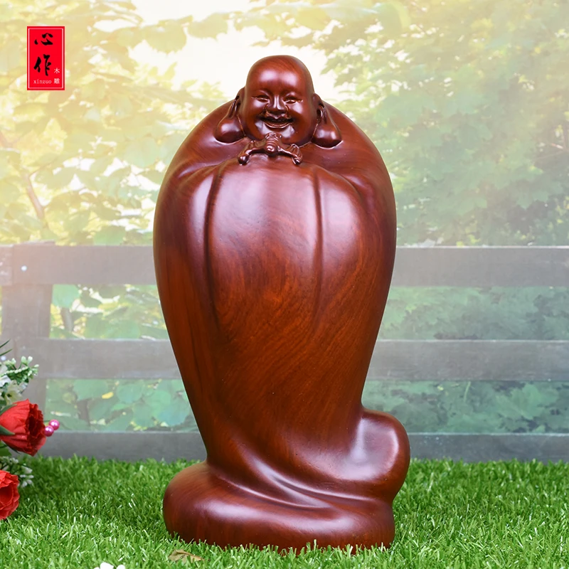 50CM huge home Lobby The entrance-hall efficacious Money Drawing Martial god of wealth Maitreya Buddha FENG SHUI red wood statue