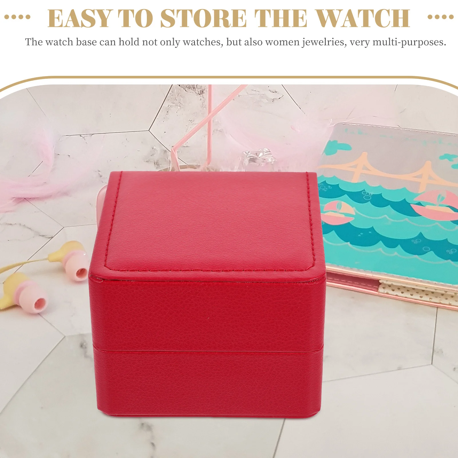 

Modern Watch Display Case PU Jewelry Storage Box Silent Protective Watch Container Suitable for Adult Watches Office